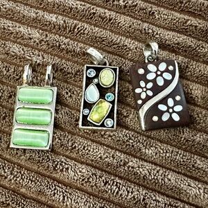 Lia Sophia Silver and Green Pendant Trio